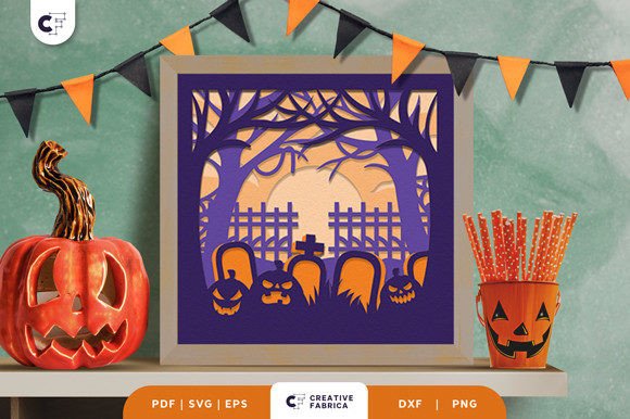 Download Halloween Graveyard 3D Paper Cut SVG - Halloween graveyard 3d paper cut Collection
