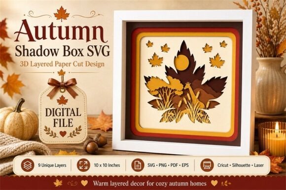 Download Autumn Shadow Box Svg Papercut Frame - Autumn shadow box Collection