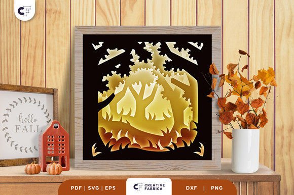 Download Forest in the Autumn Shadow Box SVG - Autumn shadow box Collection