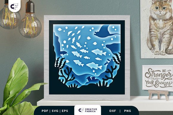 Download Underwater Life 3D Shadow Box SVG - Underwater life 3d shadow box svg Collection
